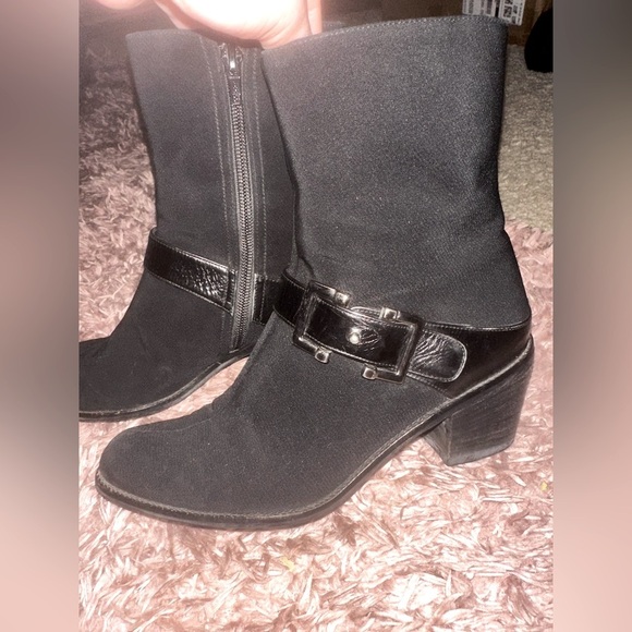 Stuart Weitzman Steadydate Black Heeled Ankle Boots with Sleek Design 6 - Picture 1 of 12